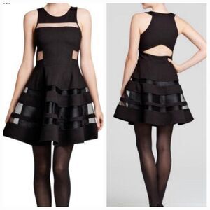 Parker Black Party Short‎ Night Out Dress Size XS Rayon Cocktail Dress Keyhole